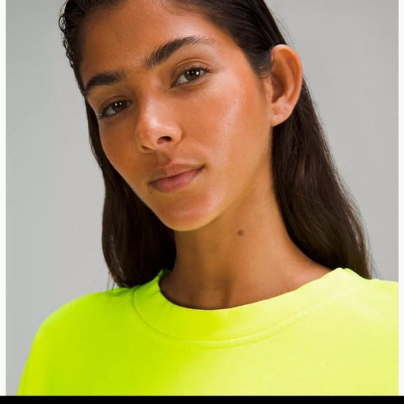 NWT Lululemon Perfectly Oversized Cropped Crew Neon Garment Dye Highlight - Picture 4 of 5